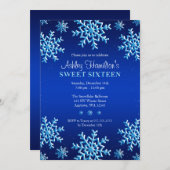 青い雪片の冬の不思議の国の菓子16 招待状 (正面/裏面)