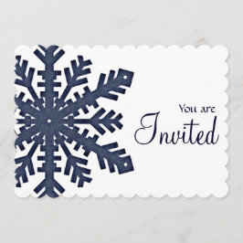 青い雪片の冬の夕食のパーティの招待状1 招待状