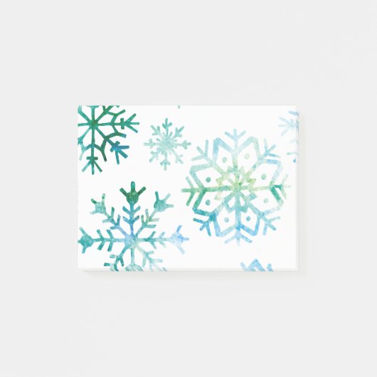 青い雪片の水彩画の芸術 ポストイット (正面)