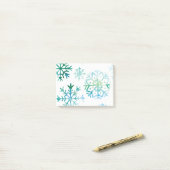 青い雪片の水彩画の芸術 ポストイット (デスク上)