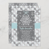 青い雪片の花嫁のウェディングシャワーの招待状 招待状 (正面/裏面)