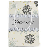 青い雪片の金ゴールドの星の銀製のダイヤモンド ミディアムペーパーバッグ (正面)