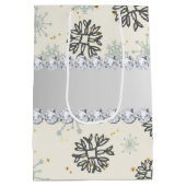 青い雪片の金ゴールドの星の銀製のダイヤモンド ミディアムペーパーバッグ (裏面)