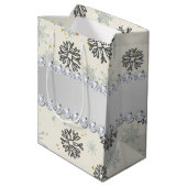 青い雪片の金ゴールドの星の銀製のダイヤモンド ミディアムペーパーバッグ (裏面アングル)