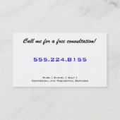 青い雪片の除雪のサービス業カード 名刺 (裏面)