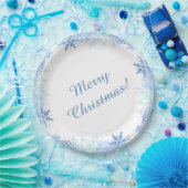 青い雪片 ペーパープレート (パーティー)