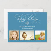 青い雪片 |ホリデーカード シーズンポストカード (正面/裏面)