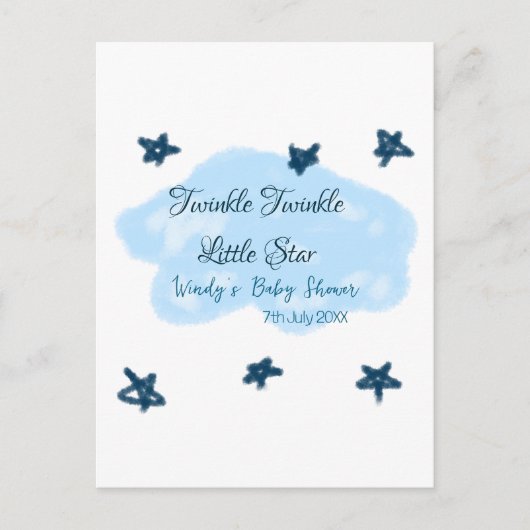 青い雲がきらきら お星さまの赤ちゃんお披露目 ポストカード (正面)