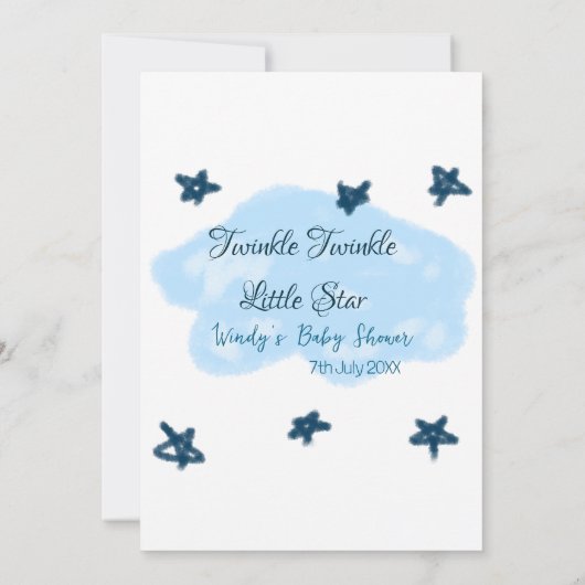 青い雲がきらきら お星さまの赤ちゃんシャワー 招待状 (裏面)