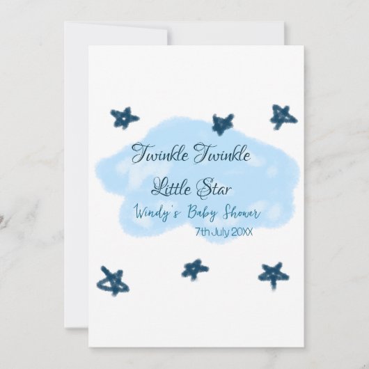 青い雲がきらきら きらきら星の赤ちゃんお披露目 招待状 (正面)