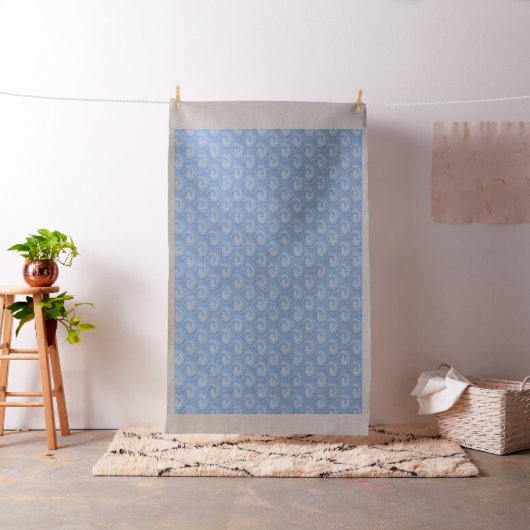 青い雲が渦巻く織物 ファブリック (インサイチュ)