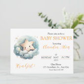 青い雲のキュートな水彩の小さな星 招待状 (スタンド正面)