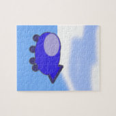 青い雲の上にかわいい青フランスのい宇宙船 ジグソーパズル (横)