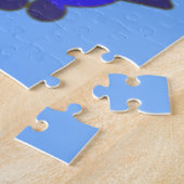 青い雲の上にかわいい青フランスのい宇宙船 ジグソーパズル (側面)