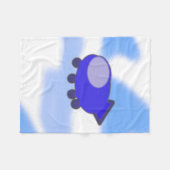 青い雲の上にかわいい青フランスのい宇宙船 フリースブランケット (正面(横))