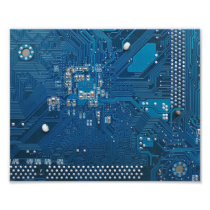 青い電子回路のボード・コンピュータパターン フォトプリント