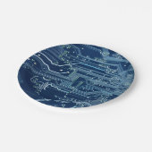 青い電子回路のボード・コンピュータパターン ペーパープレート (アングル)