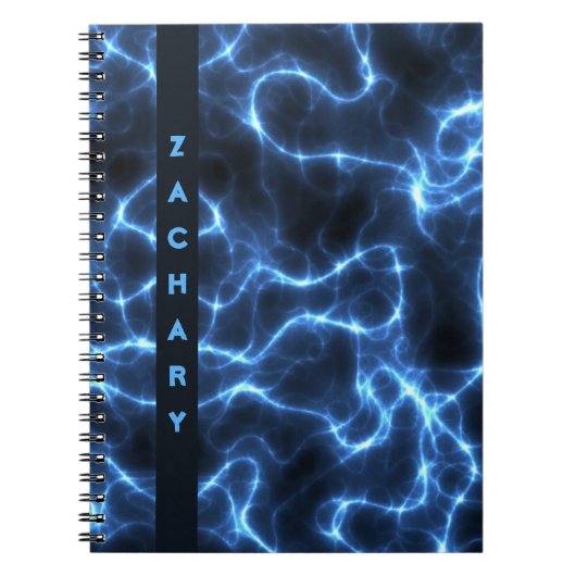 青い電波 |スパイラルノパーソナライズされたートブック ノートブック (正面)