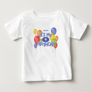 青い霜のクッキーwバルーン私の誕生日 ベビーTシャツ