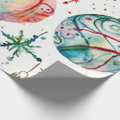 青い霜の付いたクリスマスボール ラッピングペーパー (角)