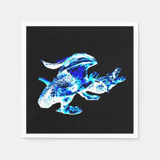 青い霜の氷のドラゴン 神話の生物 ５０ x スタンダードカクテルナプキン (正面)