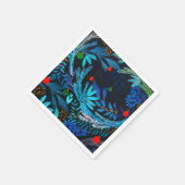 青い霜の降りたクリスマスフォレストの葉 スタンダードカクテルナプキン (角)