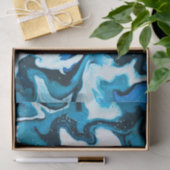 青い霜降りの筆跡（手作り） 薄葉紙 (ギフト)