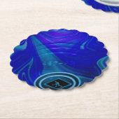 青い霜降りの芝生のボウル、頑丈な紙コースター ペーパーコースター (アングル)