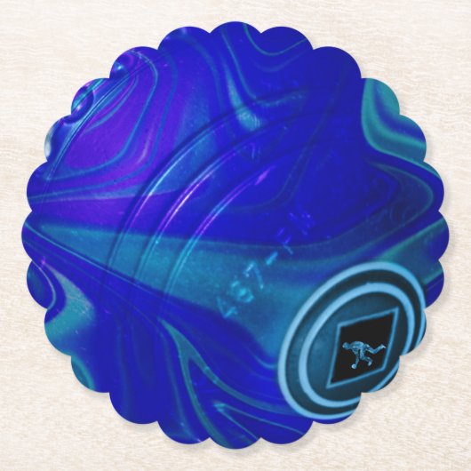 青い霜降りの芝生のボウル、頑丈な紙コースター ペーパーコースター (正面)