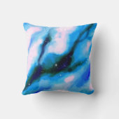 青い霜降り外空間抽象芸術背景 クッション (裏面)