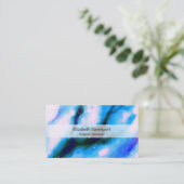 青い霜降り外空間抽象芸術背景 名刺 (スタンド正面)