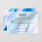 青い霜降り外部空間抽象芸術RSVP 出欠カード (正面/裏面)