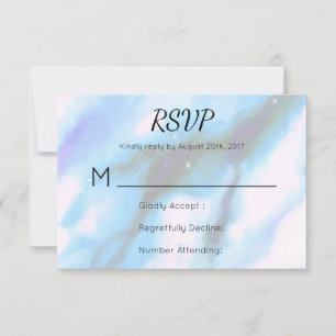 青い霜降り外部空間抽象芸術RSVP 出欠カード