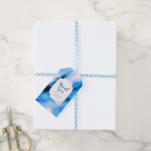 青い霜降り外野結婚抽象芸術感謝してい ギフトタグ (より糸付き)