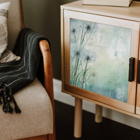 青い霞のデコページのタンポポ 薄葉紙