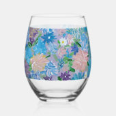 青い霞のフローラ ステムなしワイングラス (左)