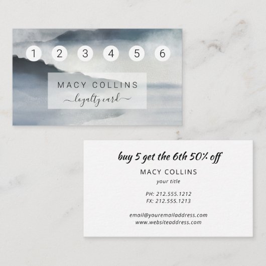 青い霧の多い水色の山のロイヤリティカード 名刺 (正面/裏面)