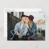 青い霧の手書き文字写真の日付を保存 案内ポストカード (正面/裏面)