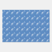 青い青の白いマグロの大 ラッピングペーパーシート (正面3)