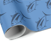 青い青の青い青い青いかわいいアルバコアのマグロ ラッピングペーパー (ロールコーナー)