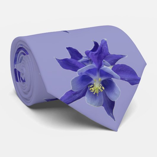 青い青オダマキ(植物) ネクタイ (ロール)