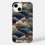 青い青海波と赤い青海波のモノグラム Case-Mate iPhoneケース (裏面)