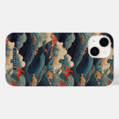 青い青海波と赤い青海波のモノグラム Case-Mate iPhoneケース (裏面 (横))