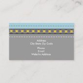 青い革のルックとパターンの黄色モダン 名刺 (裏面)