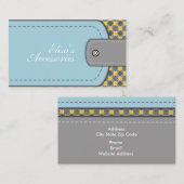 青い革のルックとパターンの黄色モダン 名刺 (正面/裏面)