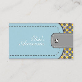 青い革のルックとパターンの黄色モダン 名刺