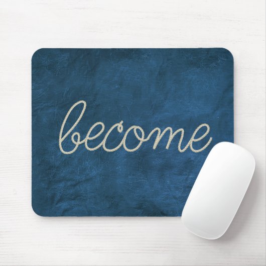 青い革の上の"BECOME"ロープの文字 マウスパッド (マウス)