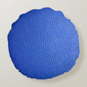 青い革の肌のテクスチャスキン ラウンドクッション (裏面)