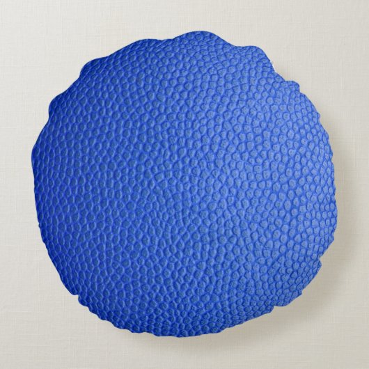 青い革の肌のテクスチャスキン ラウンドクッション (裏面)