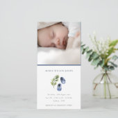 青い靴の葉の写真ベビー誕生発表 サンキューカード (スタンド正面)